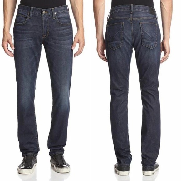 HUDSON Jeans Men's Blake Slim Straight-Fit Buttoned Fly Jeans Size 34 Dark Wash